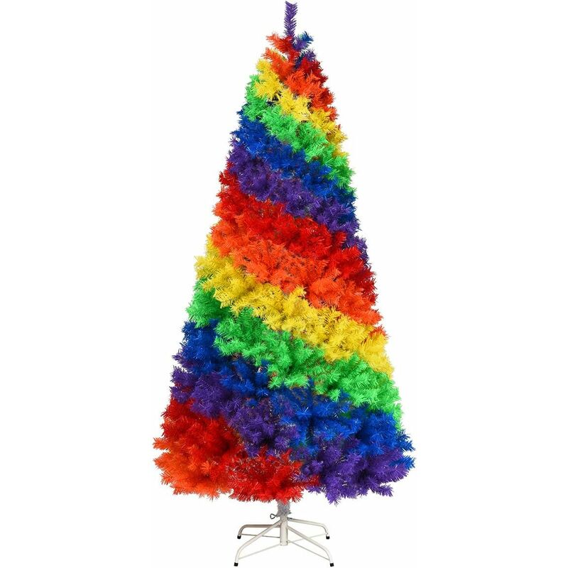 

Árbol de Navidad Artificial de 210 cm Árbol de Navidad de Colores Arcoíris con Soporte de Metal Navidad Decoración para Hogar Oficina Fiesta