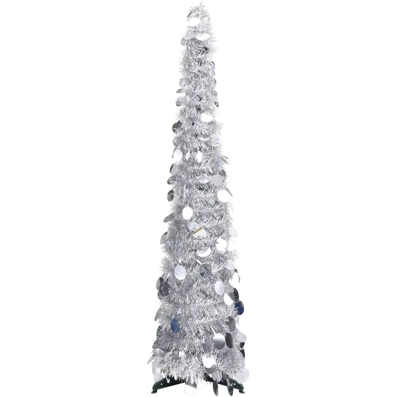 

Árbol de Navidad artificial desmontable plateado PET 120 cm - Plateado