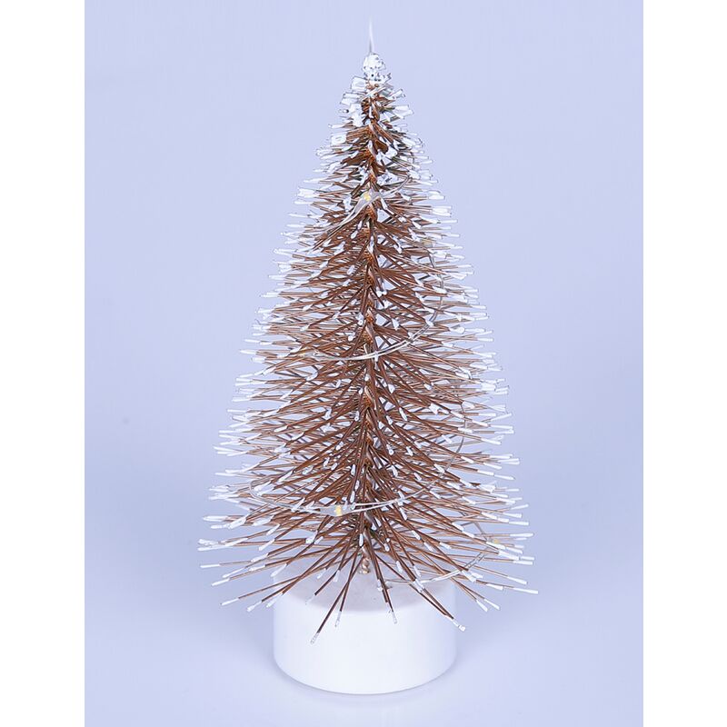 

Árbol de Navidad artificial, Mini árbol de Navidad con luces LED de colores, oro