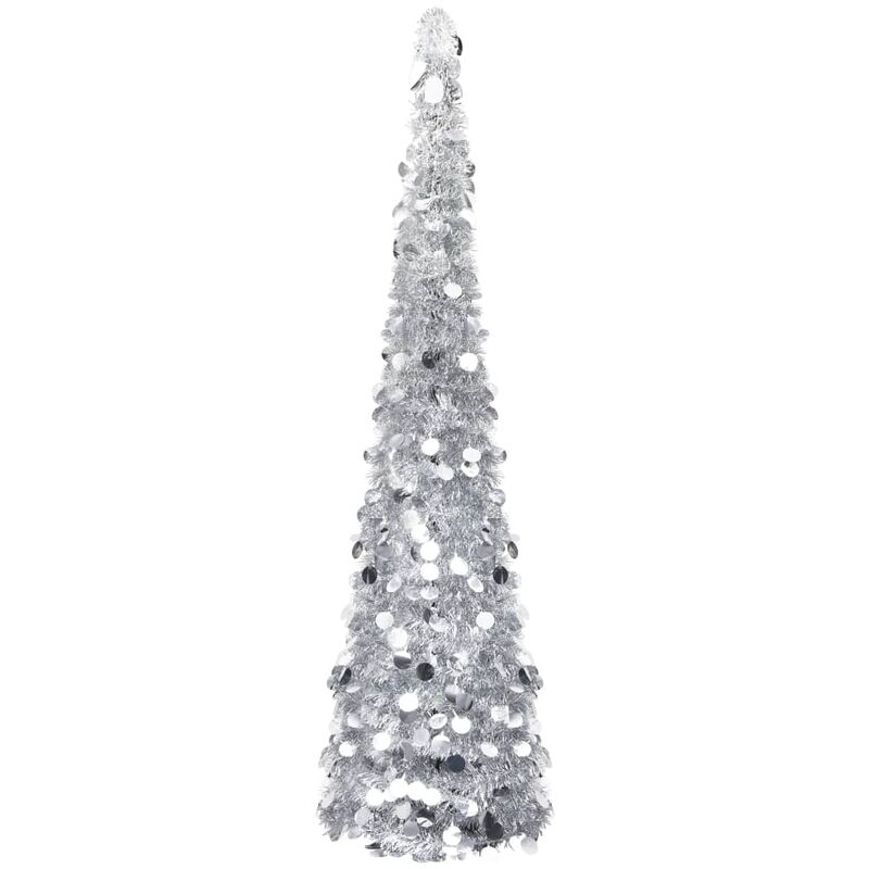 

Árbol de Navidad artificial plegable PET plateado 150 cm - Plateado