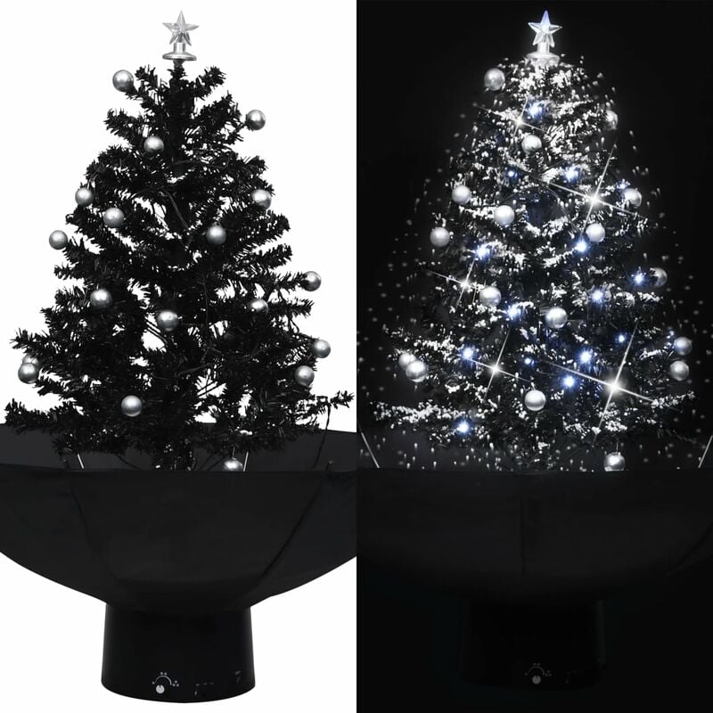 

Árbol de Navidad con nieve con base de paraguas PVC negro 75 cm - Negro