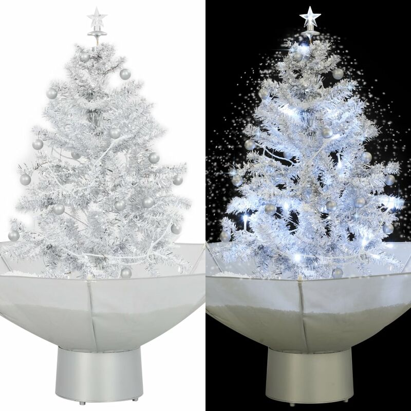 

Árbol de Navidad con nieve con base en paraguas blanco 75 cm - Blanco