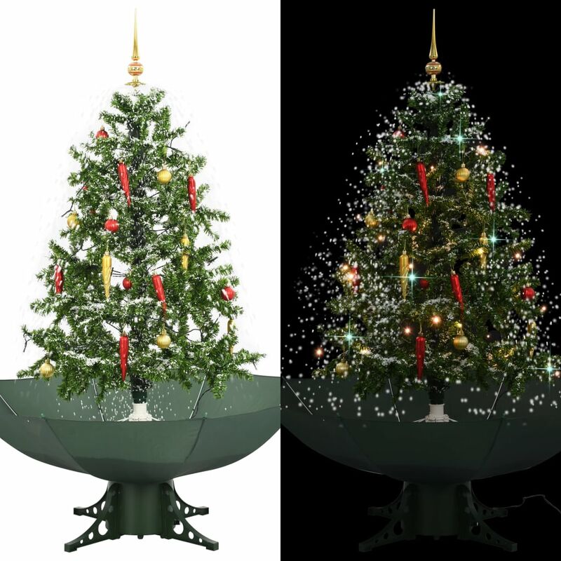 

Árbol de Navidad con nieve con base en paraguas verde 140 cm - Verde