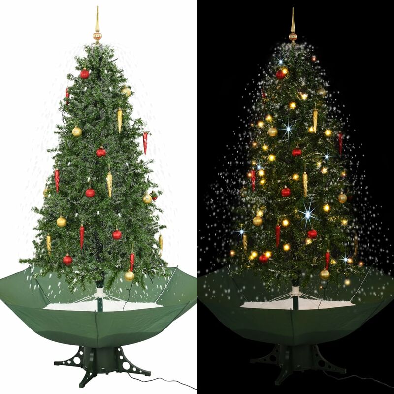 

Árbol de Navidad con nieve con base en paraguas verde 190 cm - Verde