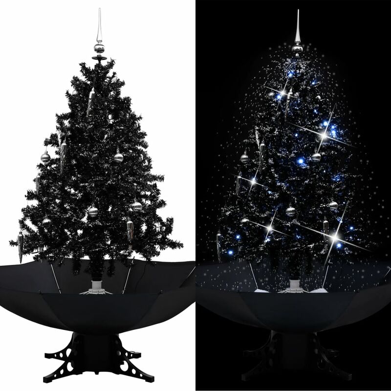 

Árbol de Navidad con nieve y base de paraguas PVC negro 140cm - Negro