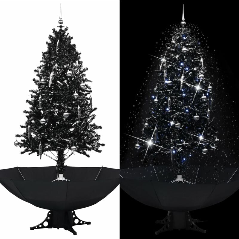 

Árbol de Navidad con nieve y base de paraguas PVC negro 190 cm - Negro