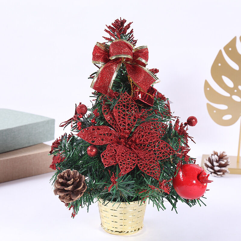 

Árbol de Navidad de 30 cm, Mini árbol de Navidad de 30 cm, Decoraciones de escritorio, rojo