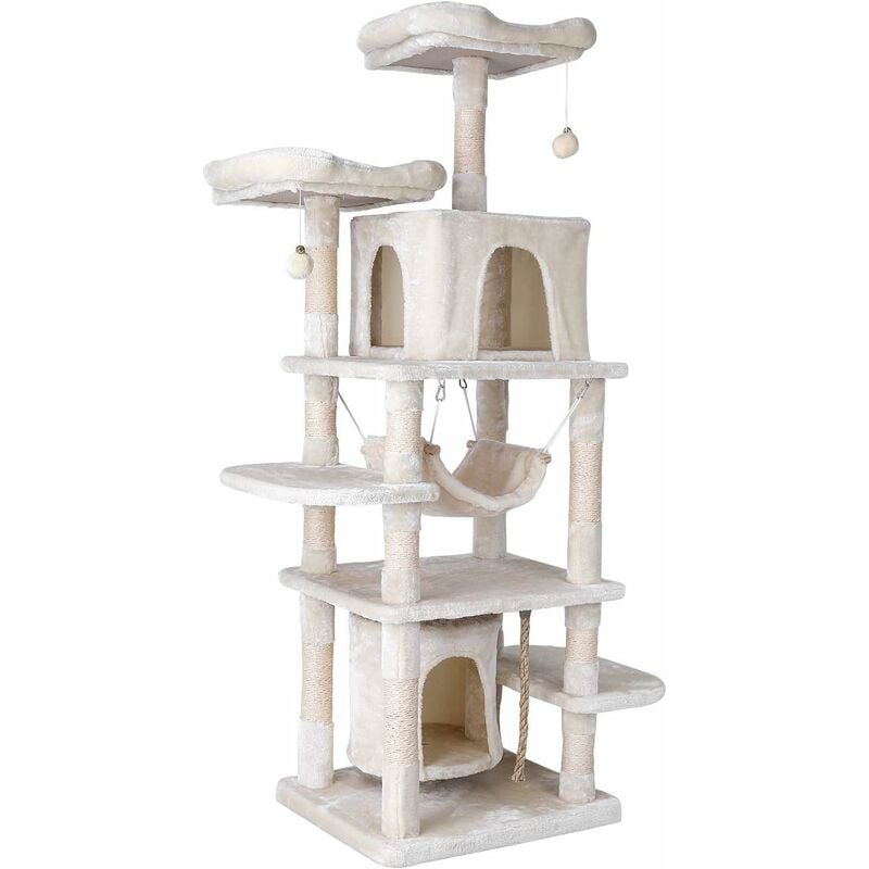 

Árbol Grande para Gatos, 170cm, Diseño Anticaídas, con Robusto Árbol Trepador, con Playhouse, Hamaca, Cueva, Pelota, para Gatitos, Gatos y Mascotas