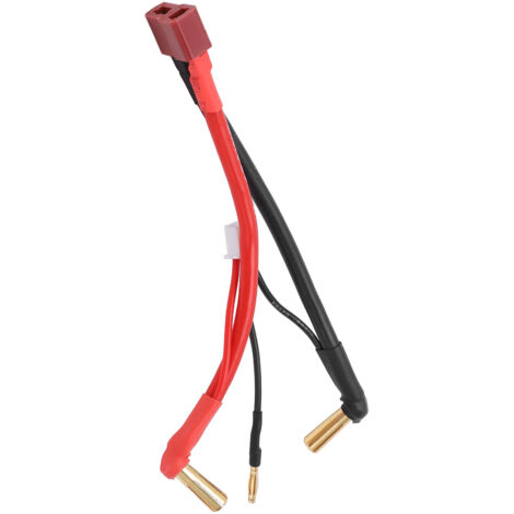RC-Anschlusskabel mit 90°-T-Stecker (weiblich) auf 4-mm-Bananenstecker (männlich), für 2S 7,4-V-Lithium-Akkus, 2-mm-Stecker