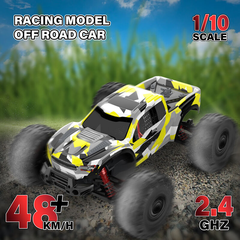 

RC Car 2.4GHz Off-Road Car High Speed 48km / h 1/10 Racing Car 4WD Control remoto Camion RTR con 3 baterias, bateria amarilla-3