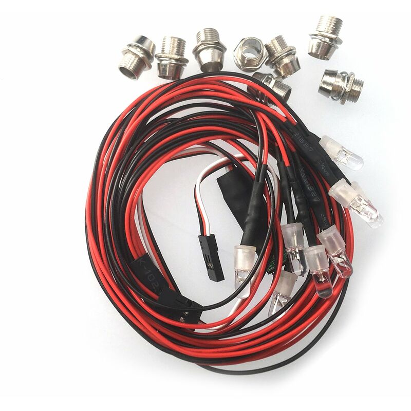 

Happyshopping - RC Car 8 LED Light Kit 4 White 4 Red Reemplazo para Axial SCX10 Traxxas TRX4 D90 Redcat GEN8 hpi RC Car