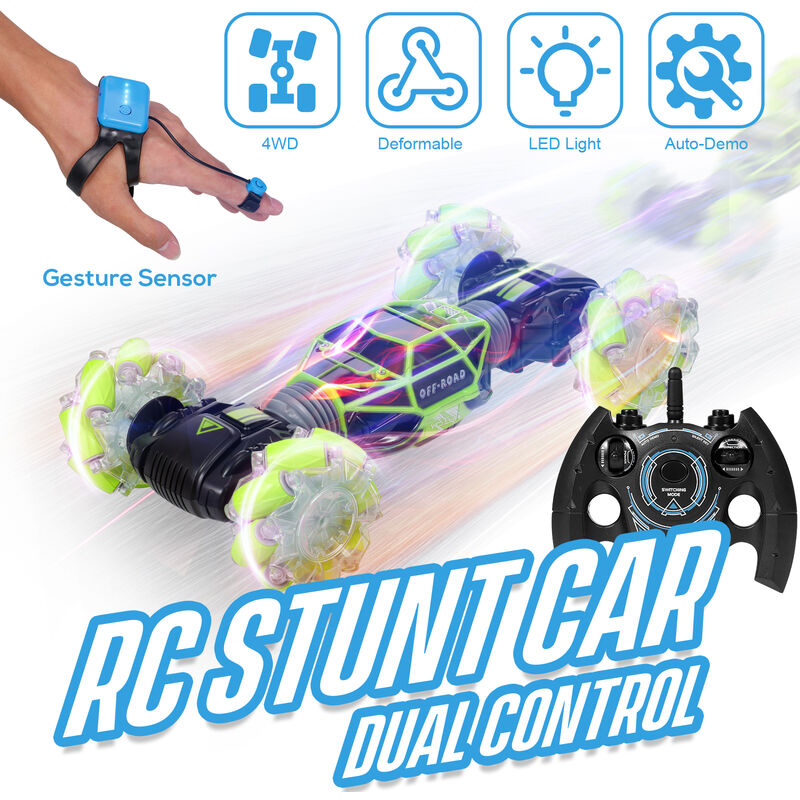 

RC Stunt Car Reloj 4WD Control de sensor de gestos Coche electrico deformable Todo terreno Transformable Auto demostracion automatica para ninos