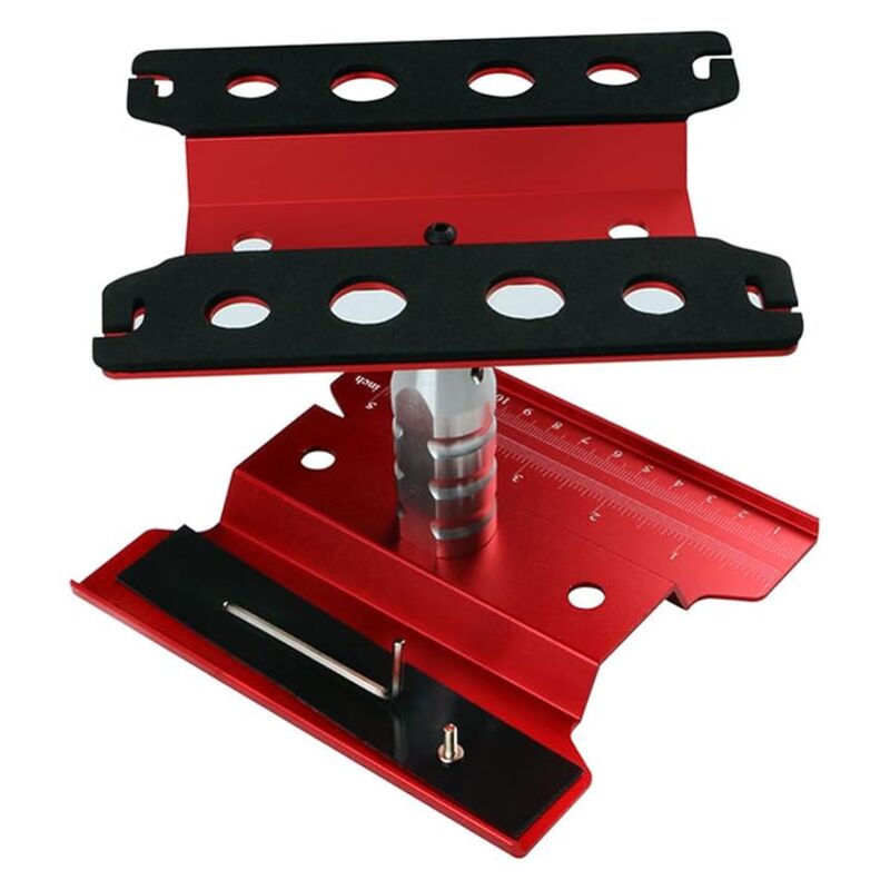 Fitags - rc Voiture Station de Réparation, 360° Rotate Voiture Réglable de Station de Réparatio pour Modèle à L'échelle 1/8 1/10 (Rouge)