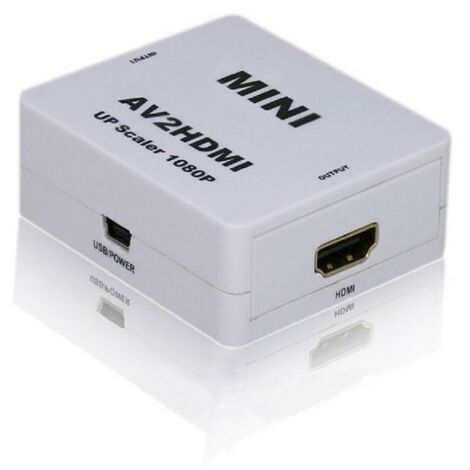 MINKUROW Convertidor Rca A Hdmi, Mini Convertidor Av A Hdmi 1080p Compuesto  Av Cvbs Adaptador De