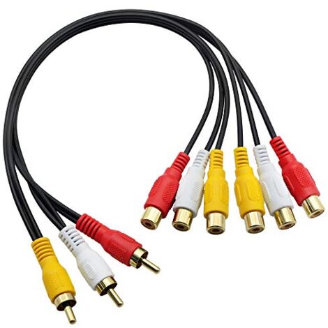 RCA Male to 6 RCA Female Audio Video Splitter Cable - Composite AV Adapter for TV, DVD, Set Top Box, etc. - 0.3m.