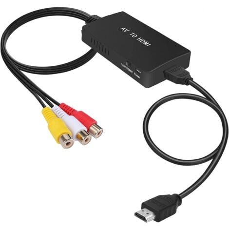 RCA-zu-HDMI-Konverter mit HDMI-Kabeln, AV-zu-HDMI-Adapter Full HD 720P/1080P Video-Audio-Konverter für HDTV-Monitor-Projektor
