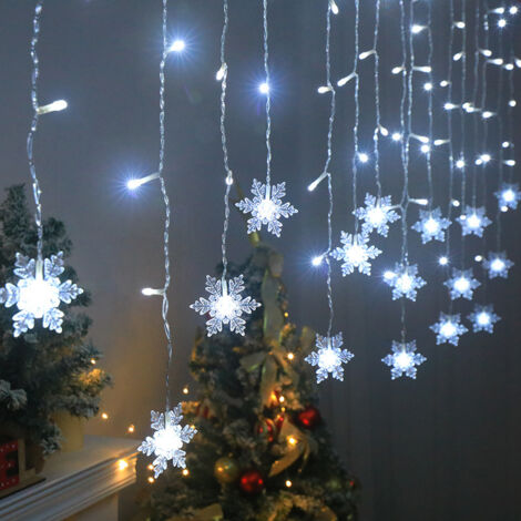 RCBBETT ZA SAS Guirlande lumineuse flocons de neige style glaçon, 9 m 360 LED multicolore, 8 modes, télécommande 6 touches infrarouge, IP44 étanche, intérieur et extérieur, décoration de Noël
