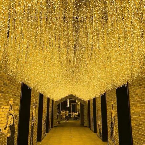 RCBBETT ZA SAS Rideau lumineux style glaçon, 6 m x 3 m 600 LED blanc chaud, 8 modes, étanche, sur secteur, décoration de Noël pour fenêtre, mur, balcon, intérieur et extérieur