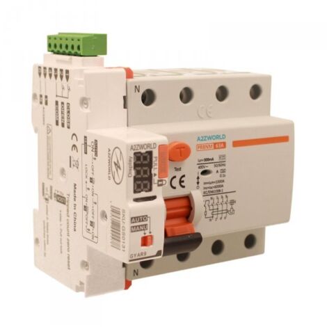 RCCB Interruttore Differenziale Puro Riarmo Automatico, Tipo A 3P+N 5M 6000A 300mA 63A AC 400V IP20 IEC61008-1 PR8NM