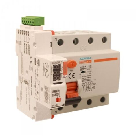 RCCB Interruttore Differenziale Puro Riarmo Automatico, Tipo A 3P+N 5M 6000A 30mA 63A AC 400V IP20 IEC61008-1 PR8NM
