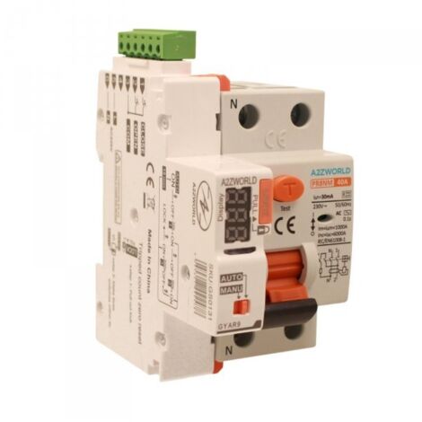 RCCB Interruttore Differenziale Puro Riarmo Automatico, Tipo AC 1P+N 3M 6000A 30mA 40A AC 230V IP20 IEC61008-1 PR8NM