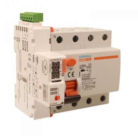 RCCB Interruttore Differenziale Puro Riarmo Automatico, Tipo AC 3P+N 5M 6000A 30mA 63A AC 400V IP20 IEC61008-1 PR8NM
