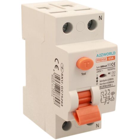 RCCB Interruttore Differenziale Puro Tipo AC 1P+N 2M 10000A 300mA 63A AC 230V IP20 IEC61008-1 PR8HM
