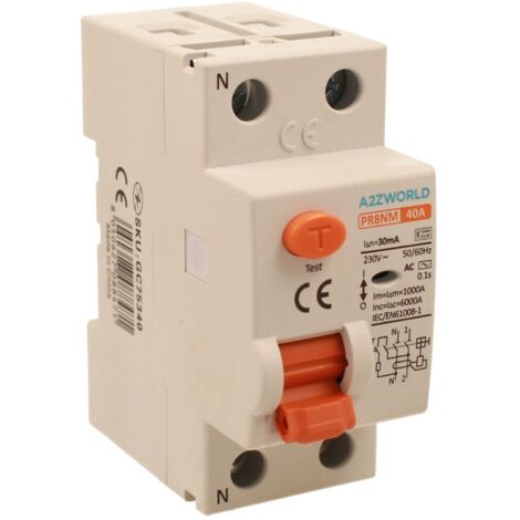 RCCB Interruttore Differenziale Puro Tipo AC 1P+N 2M 6000A 30mA 40A AC 230V IP20 IEC61008-1 PR8NM