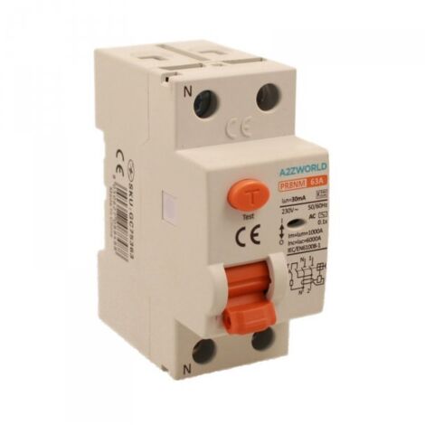 RCCB Interruttore Differenziale Puro Tipo AC 1P+N 2M 6000A 30mA 63A AC 230V IP20 IEC61008-1 PR8NM