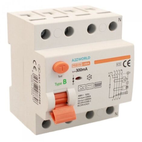 RCCB Interruttore Differenziale Puro Tipo B 3P+N 4M 10000A 300mA 100A AC 400V IP20 IEC61008-1 / IEC62423 PR8HM