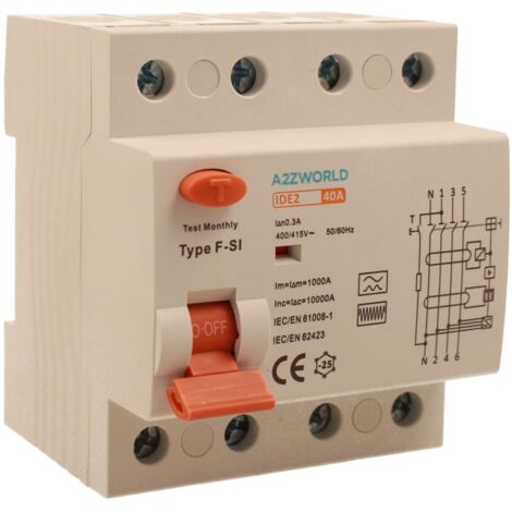RCCB Interruttore Differenziale Puro Tipo F - SI 3P+N 4M 10000A 300mA Super Immunizzato 40A AC 400V IP20 IEC61008-1
