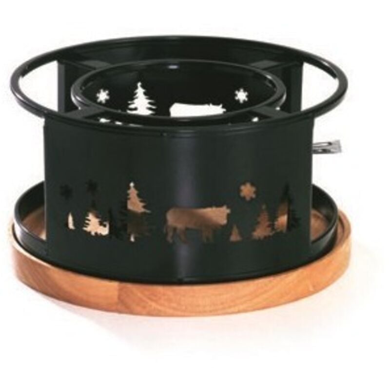 NMC - table & cook - Réchaud fondue acier noir 21cm plateau bois Chamonix