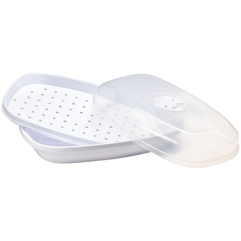 Webmarketpoint - Récipient Pour Cuisson Du Poisson 28.5X19.6 Cm Avec Couvercle Pour Micro-ondes