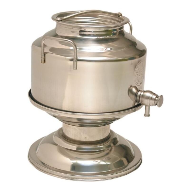 Conteneur Belvivere 5 lt en acier inoxydable 18/10 pour huile vin bie're avec robinet et connexion pie'destal 1/2 '