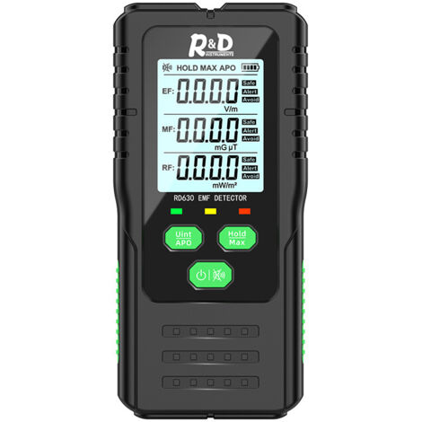 (RD630C) Detector digital de radiación electromagnética, medidor EMF, detector portátil de radiación electromagnética EF/MF/RF con pantalla LCD, inspecciones EMF
