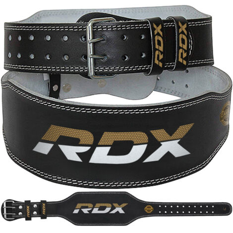 RDX 6 pouce CEINTURE DE MUSCULATION EN CUIR Doré/noir/blanc S - RDX - WBS-6RB-S