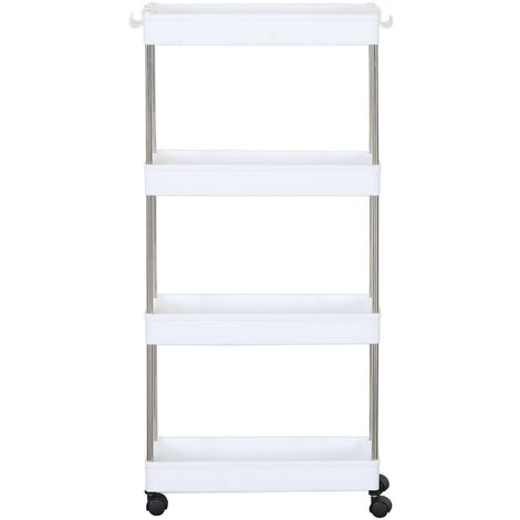 RE6745Rebecca Mobili Chariot de cuisine avec roulettes 4 étagères Salle de bain Plastique Blanc