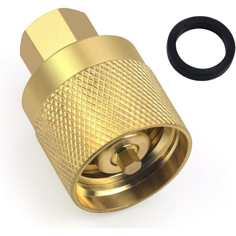RE7141F Válvula adaptadora de conector para montacargas de propano con junta – Conector hembra de latón