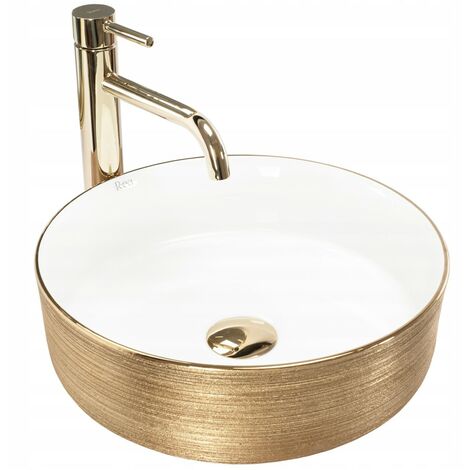 REA AUFSATZWASCHBECKEN  SAMI WHITE BRUSH GOLD
