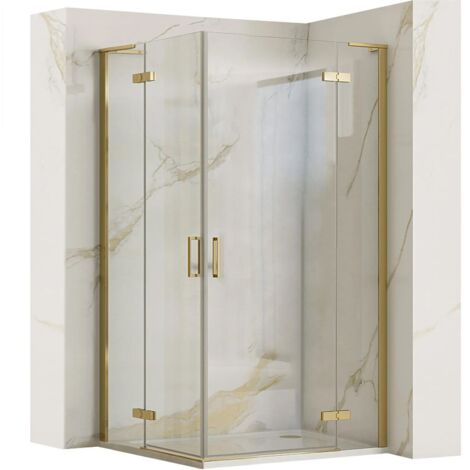 REA DUSCHKABINE HUGO DOUBLE GOLD BRUSH 100x100 - gebürstetes gold