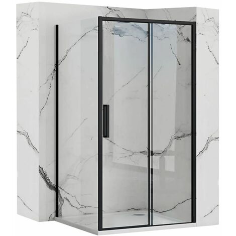 REA ECKDUSCHKABINE RAPID SLIDE BLACK 160 X 90