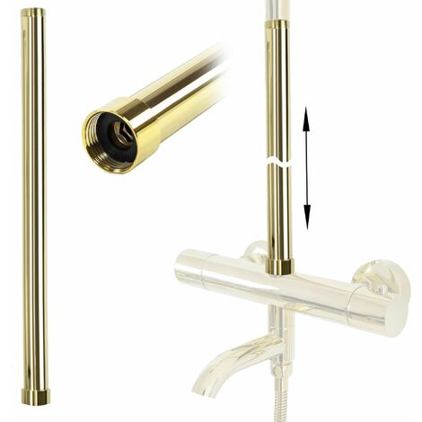 REA – Rallonge pour ensemble bain-douche 50cm – Finition or – Adaptateur pour douche de pluie – Résistant à l'eau et durable
