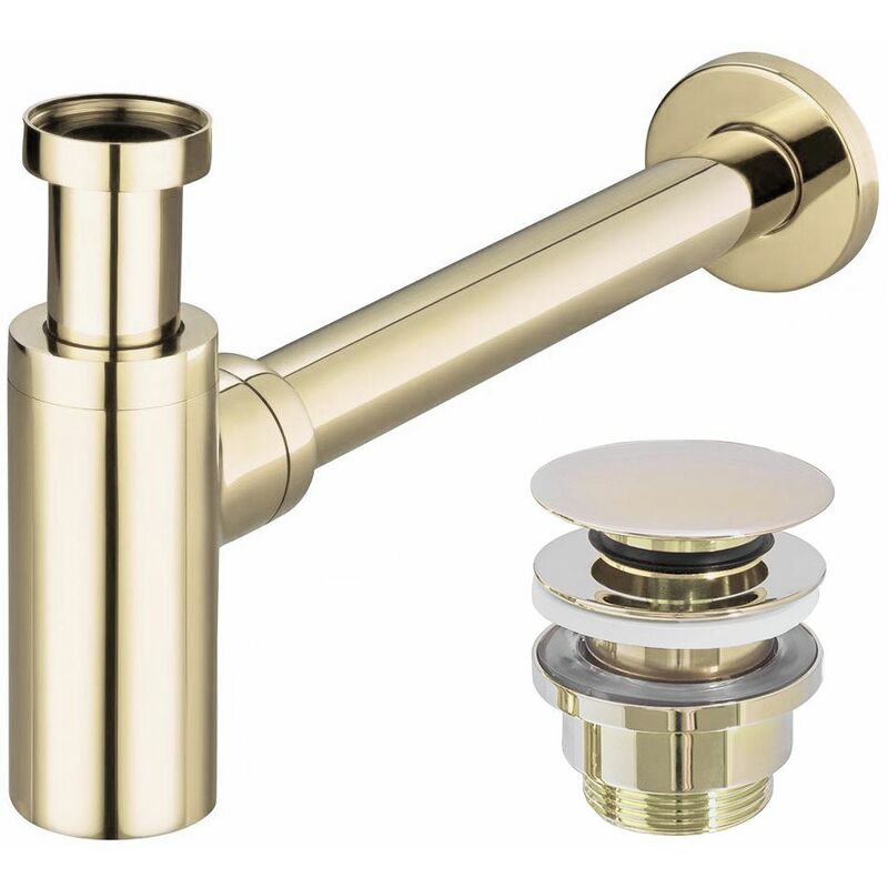 REA Siphon pour lavabos + bonde d'écoulement - Lot de 2, or