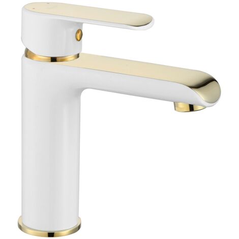REA WASCHBECKENARMATUR BLOOM WEIß GOLD LOW - Weiß / Gold