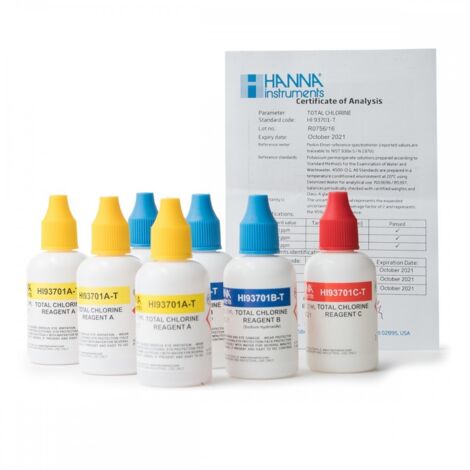 Reactivo líquido Cloro Total 0,00 a 2,50 mg/ L (5,00 mg/ L) 300 test HI93701-T
