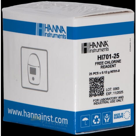 HANNA INSTRUMENTS Reactivo polvo HANNA para cloro libre. 25 Pcs.