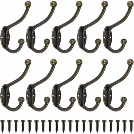 R&eacutetro Crochet Pat&egravere Porte Manteau Mural Vintage Crochet de Porte M&eacutetal pour Salle de Bain Cuisine Chambre Entr&eacutee 10 Pi&egraveces Bronze