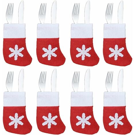 24pcs Set di posate di argenteria natalizie con portaposate coltelli e forchette da tavola decorazione per la casa per festa di Natale 
