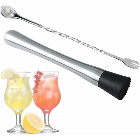 READCLY-Pilon à Cocktail Pratique en Acier Inoxydable Pilon Cocktail Mojito Pilon Mojito Popsicles de Bar Muddlers en Acier Inoxydable Outil de Barman Pour Cuisine, Bar, Appuyez Sur Le Jus de Citron 2