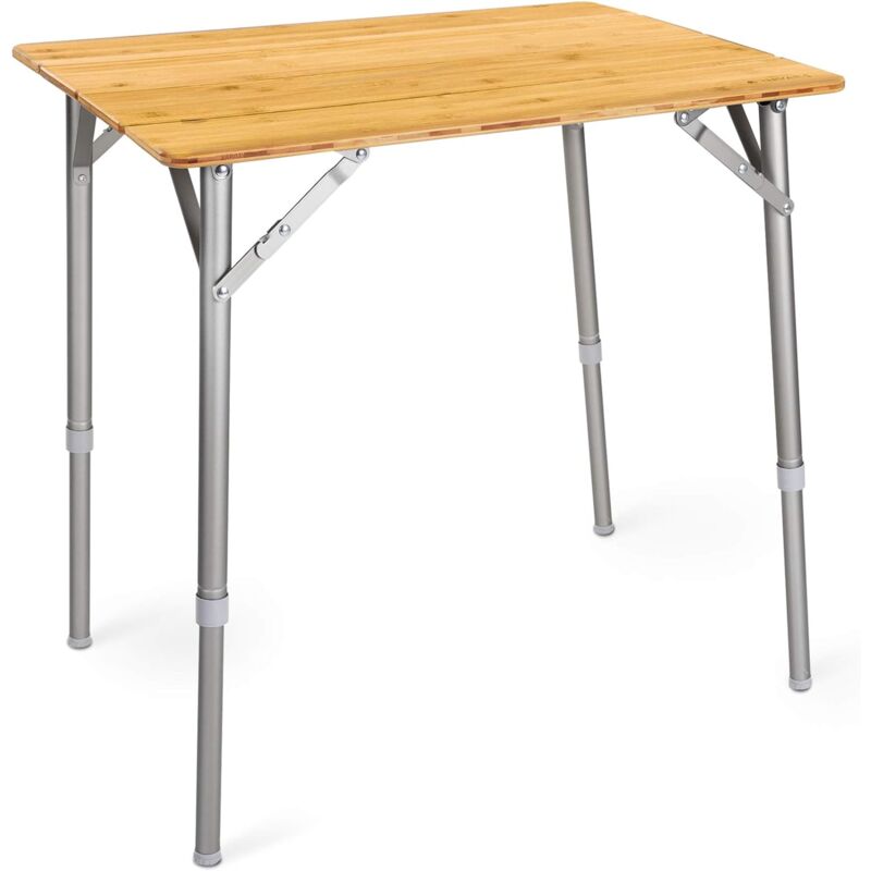 Table Pliante de Camping - Table Pliable en Bambou avec Pieds en Aluminium Ajustables jusqu'à 65 cm - Camping Parc Jardin Buffet - Readcly